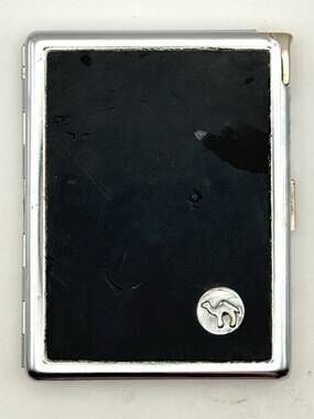 Camel Cigarette Case Removable Slim Lighter Horse Head Black Silver Vintage